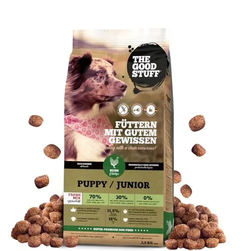 The GOODSTUFF Huhn (Puppy/Junior) 2,5 kg | Getreidefreies Hunde Trockenfutter Junior | Mit frischem Hühnerfleisch | Hundetrockenfutter für Welpen & Junghunde | Super-Premium Welpen Trockenfutter
