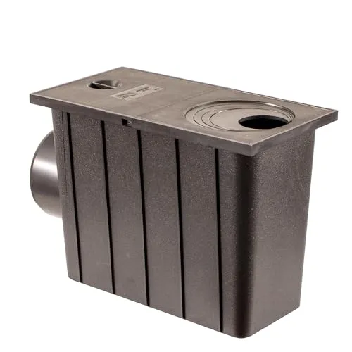 ScarMaxx - Regenrohrablauf Dachrinnenablauf - Regensinkkasten DN 110 - Bodenablauf Kompatibel mit Rinnen 50-110 mm - Kunststoff, Schwarz - 31,9x15,2x21,8cm - Ablauf Seitlich