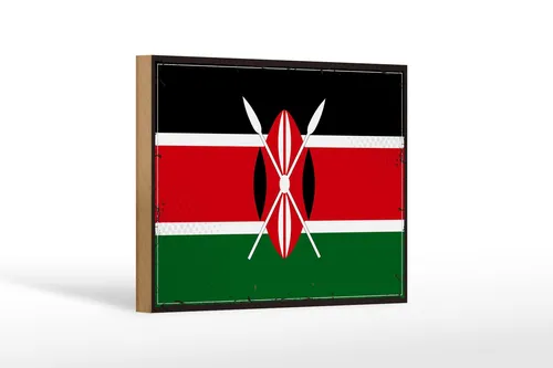 Holzschild Flagge Kenias 18x12 cm Retro Flag of Kenya Deko Schild