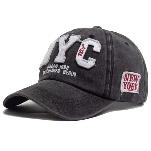 Baseballcap NY Royal Vintage Style Used Washed Look Retro Kappe Cap (Schwarz2)