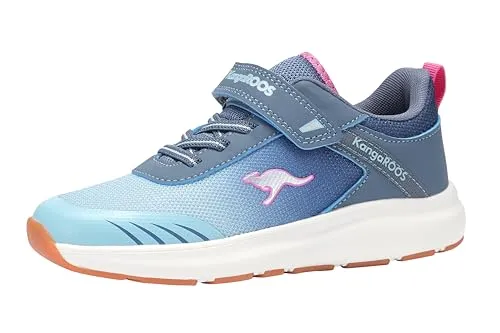 KangaROOS Jungen Unisex Kinder Kb-rida Ev Sneaker, Grisaille Blue Sky, 28 EU - Sneaker für Kinder mit non-marking Außensohle, ideal für drinnen und draußen. Bequemes Mesh-Obermaterial und elastische Schnürung sorgen für einen perfekten Sitz.