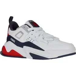 K-Swiss Herren TECHNA Trainer Sneaker - White/Navy/RED, 43 EU - Herren-Sneaker mit hochwertigem Leder und geformter Gummilaufsohle für optimalen Tragekomfort und Style.