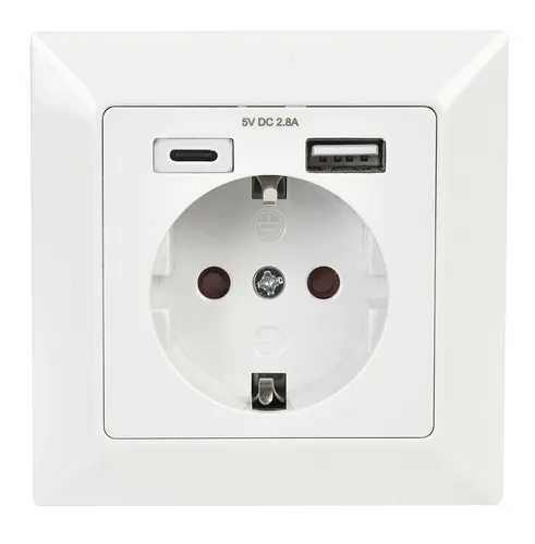 Unterputz Steckdose mit USB Ladebuchse Typ A + C UP Steckdose mit USB Anschluss