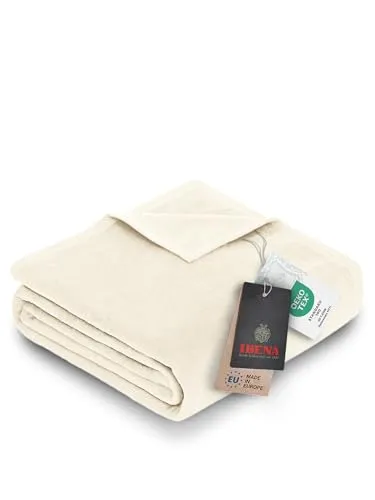 Wohndecke Luxus von IBENA, beige 220x240 cm - Bettdecken: Kuschelige und pflegeleichte Wohndecke aus 58% Baumwolle, ideal für gemütliche Abende. OEKO-TEX® zertifiziert für höchste Qualität.