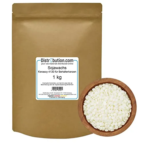 DistrEbution Sojawachs Kerasoy 4130 für Behälterkerzen 1kg Kerzenwachs zu gießen