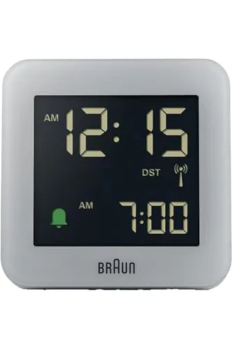 Braun BC09G-DCF digitaler Funkwecker - Wecker mit 12-24 Stunden Format, Crescendo-Alarm und Schlummerfunktion. Kompakt und ideal für jeden Nachttisch.