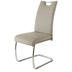 Kunstleder-Schwingstuhl Flavio, creme - Stühle - Eleganter Schwingstuhl in Creme mit weichem, gestepptem Kunstleder und leichtem Metallgestell für optimalen Komfort.