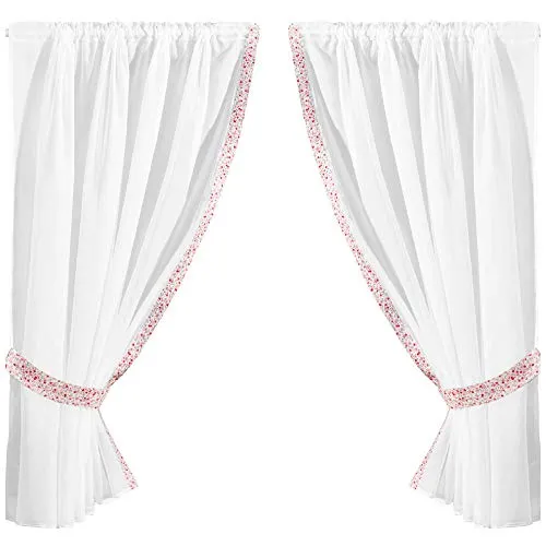 Arsvita Gardinenset mit Stangendurchzug, Serie: Satin ca. 140x120 cm Auswahl: bunt - Blumen