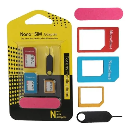 in 1 Nano-SIM-Adapter 4 in 1 Nano auf Micro; Nano auf Standard-SIM-Karte und Micro-to-SIM-Karte + Entferner für SIM-Karten 5