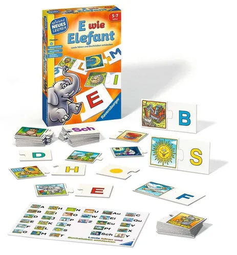Ravensburger E wie Elefant - Lernspiel für Kinder 5-7 Jahre, fördert Sprachentwicklung und macht Lernen spannend für 1-4 Spieler