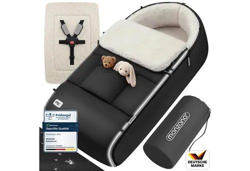 monzana Fußsack mit Reflektoren, Waschbar und Wetterfest - Gemütlicher Babyfußsack für Kinderwagen und Autositz, wasserabweisend, waschbar und mit Sicherheitsreflektoren für bessere Sichtbarkeit im Dunkeln.