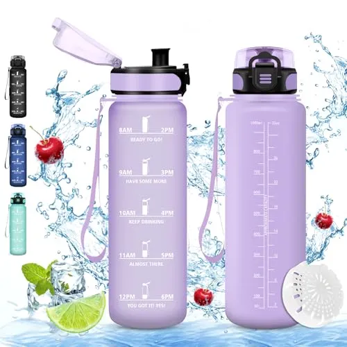 Vikaster Sport trinkflasche, 1000ml BPA-frei, Auslaufsicher, Trinkflasche Kohlensäure Geeignet, Wasserflasche sport für Fahrrad, Fitness, Schule, Kinder, Outdoor