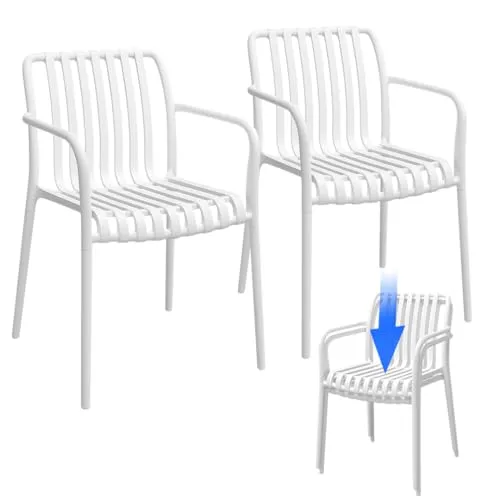 STEELSØN Gartenstuhl Pincoya - Wetterfester und UV-beständiger Balkonstuhl (2er Set, Weiß) - Der stapelbare Gartenstuhl Pincoya überzeugt durch wetterfeste und strapazierfähige Materialien. Ideal für Garten und Balkon, bringt er Funktionalität und stilvolles Design in Ihre Outdoor-Oase.