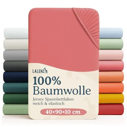Laleni Oeko-TEX zertifiziertes Spannbettlaken 40x90 cm in rot von Laleni