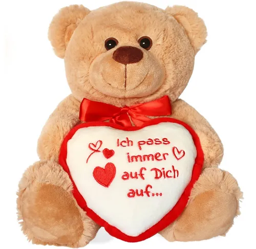 matches21 HOME & HOBBY Plüschfigur Teddybär mit Herz Ich pass auf Dich auf braun 25 cm (1-St)