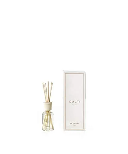 Culti Milano Raumduft Stile Mountain 100 ml - Eleganter Raumduft aus mattiertem Glas mit edlem Ahornholz-Aufsatz. Verbreitet gleichmäßig einen intensiven, holzigen Duft und sorgt für eine angenehme Atmosphäre in kleinen Räumen.
