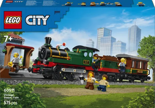 LEGO® City 60511 - Klassischer Dampfzug - Vollständiges Set mit 575 Teilen für kreative Bauprojekte. Ideal für Kinder ab 7 Jahren. Erlebe Abenteuer in der LEGO City mit diesem detailreichen Dampfzug!