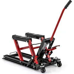 COSTWAY Motorrad Hebebühne, Motorradheber bis 680kg 3-stufig höhenverstellbar, Hydraulische Motorradhebebühne für Motorräder ATVs & Quads Rot ...