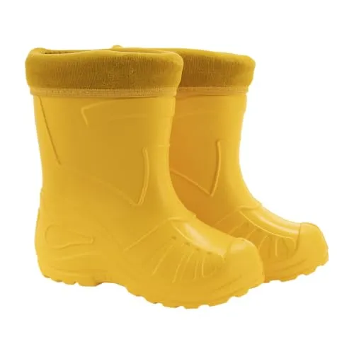KOLMAX superleichte gefütterte EVA Kinder Gummistiefel Gelb 27