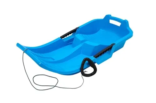 KHW Minibob | Iceblue | Bob Schlitten aus Kunststoff | robust & frostbeständig | leicht & wendig | mit Brems- & Lenkfunktion | Made in Germany | TÜV-geprüft | 80×40×20 cm