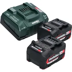 Metabo Basis Set 2x Li-Power Akkupack 18 V 4,0 Ah CAS - Elektrowerkzeug-Akkus mit 2 leistungsstarken 4,0 Ah Li-Ion Akkus und schnellem ASC 145 Ladegerät für effizientes Arbeiten ohne Unterbrechungen.