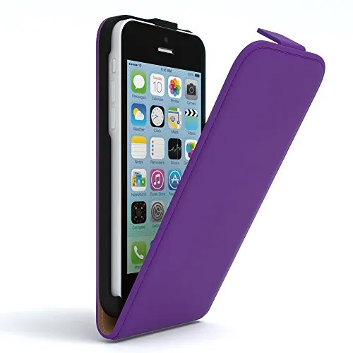EAZY CASE Hülle kompatibel mit iPhone 5C Flip Cover zum Aufklappen, Handyhülle aufklappbar, Schutzhülle, Flipcover, Flipcase, Flipstyle Case vertikal klappbar, aus Kunstleder, Lila