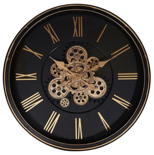 Hermann Jäckle Wanduhr Skelett 3099B – Industrial Design in Schwarz und Roségold - Stylische Wanduhr im Industrial-Look mit beweglichen Zahnrädern. Ideal für moderne Wohnräume und als Blickfang in jedem Raum.