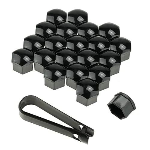 Stix 21x Radschrauben Kappen Abdeckungen mit Abzieher Radschruabenkappe Schwarz SW17