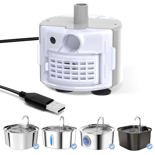 PEKTACO Cat Wasserbrunnen Ersatz-Wasserpumpe für 3,2 l / 3,061.7 g automatischen Edelstahl-Haustierbrunnen