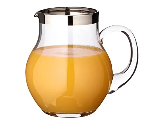 EDZARD Glaskaraffe Olivia - Elegante Glaskaraffe aus feinem Kristallglas mit Platinrand, 1,0 Liter Füllvolumen, ideal zum bequemen Ausschenken von Wasser oder Saft, perfekt für jede Tischdekoration.