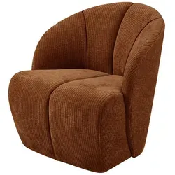 Drehsessel Mojo aus Flachcord, Rostbraun - Eleganter Drehsessel für stilvolles Wohnen, bietet hohen Komfort und Flexibilität für entspannte Stunden in jedem Raum.