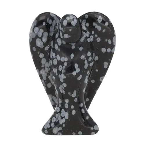Lebensquelle Plus Engel Schutzengel aus Edelstein stehend (Schneeflocken-Obsidian)