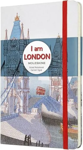 Moleskine I Am London Limited Edition White Large Ruled Notebook - Sonstige, elegantes Hard Cover Notizbuch mit 240 Seiten und praktischer Lesezeichen-Funktion, ideal für kreative Köpfe und Notizen on-the-go.