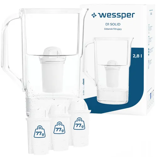 Wessper Wasserfilterkanne D1 SOLID 2,8L mit 4x AquaClassic Filter