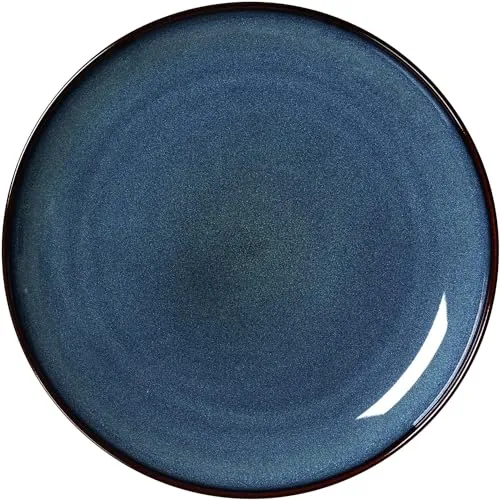 Ritzenhoff & Breker Bali Dessertteller, 21 cm, Runder Frühstücksteller mit Farbverlaufstruktur, Reaktivglasur, Steinzeug, Blau