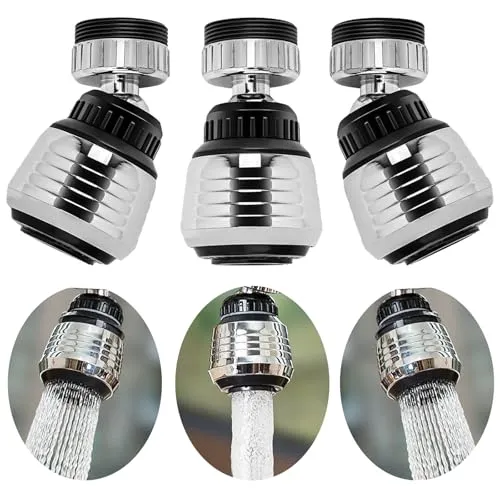 Wasserhahn Perlator Set, 3 Stück Perlatoren für Wasserhähne, 360° Wasserhahn Diffusor Aufsatz mit 2 Strahlarten, Hochwertiger Kunststoff, Wassersparend, Universal Wassersparer, für Küche und Bad