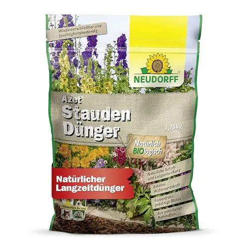 Neudorff Azet StaudenDünger – Bio Staudendünger sorgt für farbenfrohe und langanhaltende Blüten aller Stauden mit Sofort- & Langzeitwirkung, 1,75 kg