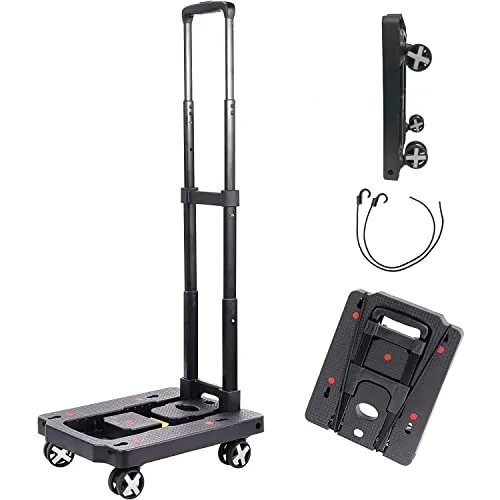 MAXBROTHERS Sackkarre klappbar, Aluminium Transportkarre klappbar, 50 kg/110 lb Tragfähigkeit, integrierte Spanngurte, mit versenkbarem Griff, große Leichtlaufräder mit weicher Lauffläche