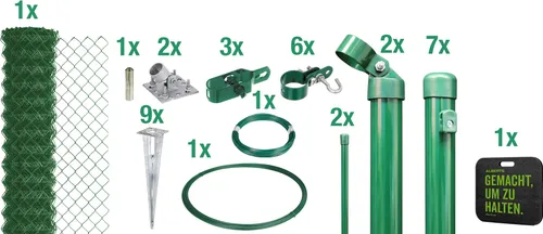 Alberts Maschendrahtzaun 100 cm x 15 m - Komplettset mit Bodenhülse - Gartenzäune - Robuster Maschendrahtzaun im Komplettset, einfach zu montieren ohne Einbetonieren, ideal für jedes Gelände, schutzbeschichtet gegen Witterung.