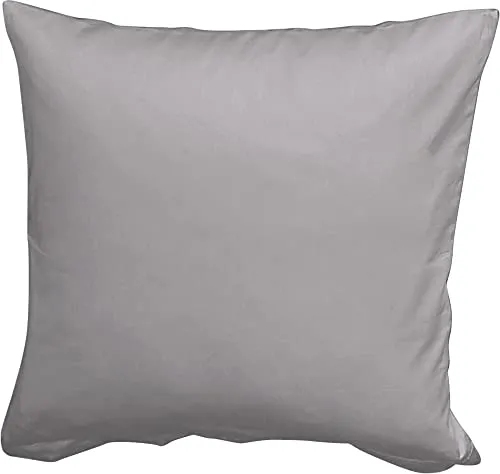 Erwin Müller Kuschelkissenbezug, Kissenhülle Mako-Satin Landshut, 100% Baumwolle - seidiger Glanz, mit praktischem Reißverschluss, temperaturausgleichend - Silber Größe 40x40 cm