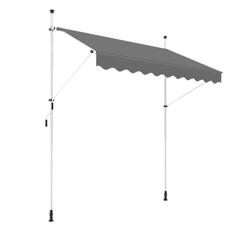 home Trends Klemmmarkise Balkonmarkise ohne Bohren - Einfache Montage,Höhenverstellbar, Sonnenschutz für Mietwohnungen und Balkone 250/300/350 cm x 130cm (Anthrazit, 300 x 130 cm)