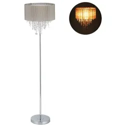Vintage Stehlampe mit Kristallen und Organza, 196 cm - Elegante Standlampe aus Eisen und Polyester, ideal für jedes Zimmer, bringt einen Hauch von Vintage-Charme in Ihr Zuhause.
