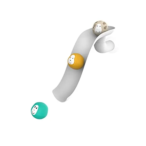 Matchstick Monkey Badezeit Rutschset Baby Badespielzeug Kinder - 1 Rutsche und 3 lustige Tierkugeln - leicht zu greifen - ab 12 Monaten - weiß