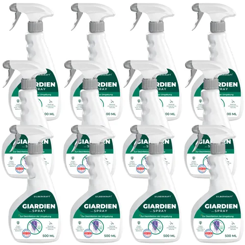 SILBERKRAFT Giardienspray für Hunde & Katzen mit eBook - Effektives Spray zur Reinigung tiernaher Oberflächen. Frei von unerwünschten Inhaltsstoffen, ideal für Textilien. Unterstützt eine hygienische Umgebung im Alltag.