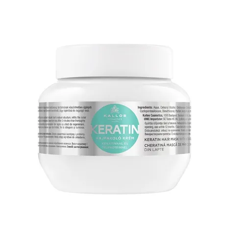 Kallos KJMN Keratin Hair Mask – Intensivpflege für strapaziertes Haar - Frisierprodukte: Nährendes Keratin und Proteine revitalisieren Ihr Haar für glänzende, gesunde Strähnen.