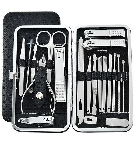 TPFBeauty Maniküre-Pediküre-Set 19-tlg. im Etui - Hochwertiges Maniküre & Pediküre Set aus Edelstahl mit 19 Teilen, ideal für perfekte Nägel. Das elegante Etui in Schwarz ist perfekt für Zuhause und Reisen. Ein ideales Geschenk für jeden Anlass!