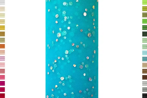 Creativery Stoff, Tüll 15cm mit Glitzer Punkten, 9 Meter