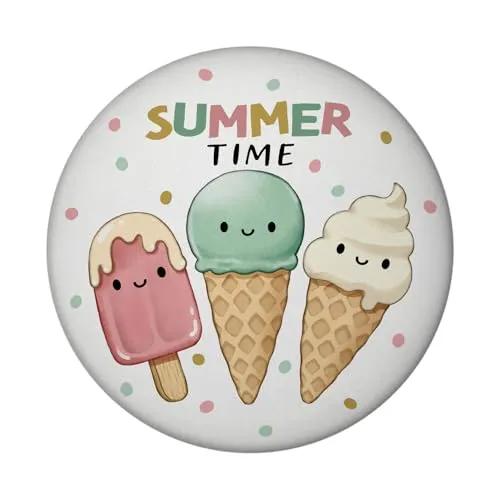 Eiscreme Magnet rund mit Spruch Summer Time Perfekt für die Sommerferien Kawaii Design Süßigkeiten für Schulferien