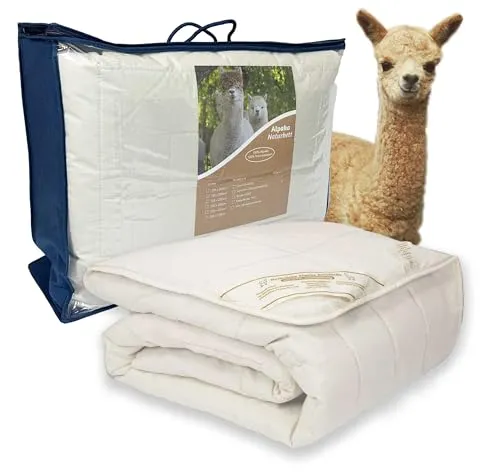 Alpaka Ganzjahresdecke Basic Line Bettdecke, 200x220cm, Füllung 100% Alpakawolle (1.800g), Bezug aus naturbelassener Baumwolle
