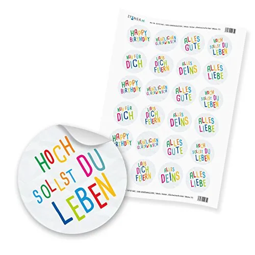 itenga Sticker Aufkleber Etikett „Glückwünsche Kids“ (Motiv 77) 24 x